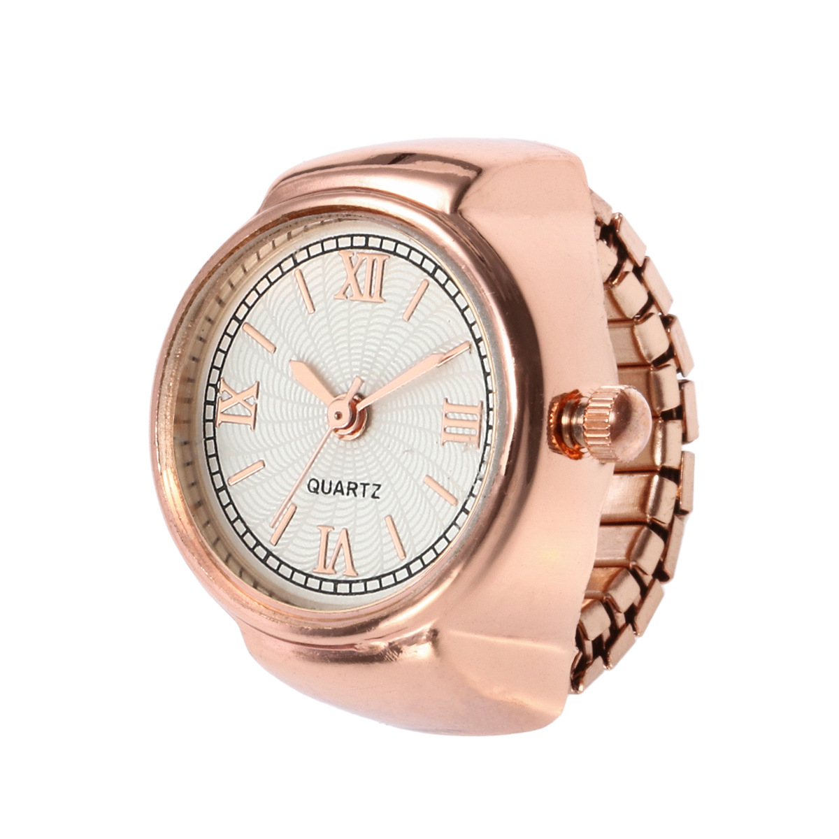 Hongtong D1-50 Fashionable Rose Gold Plated Band Watch - Minimalist Dot Dial Ring Watch