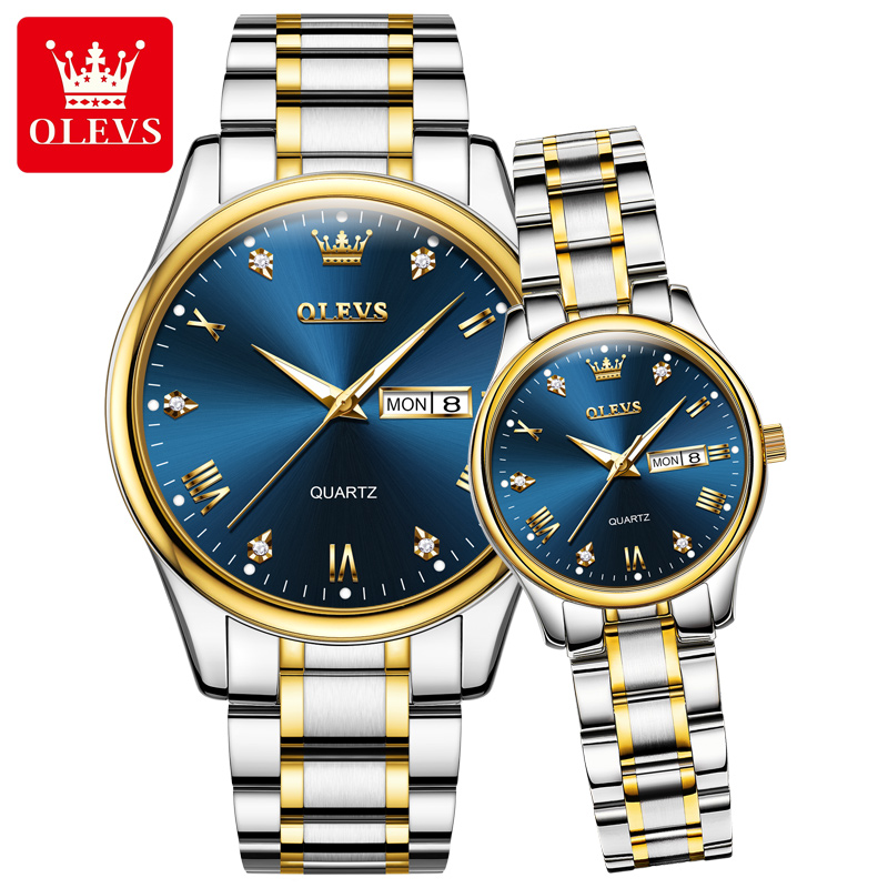 OLEVS 5563 Fashionable Males's Quartz Motion Watch with Customized Emblem, Stainless Metal, Auto Date Characteristic, Reasonably priced Couple's Vogue Timepiece