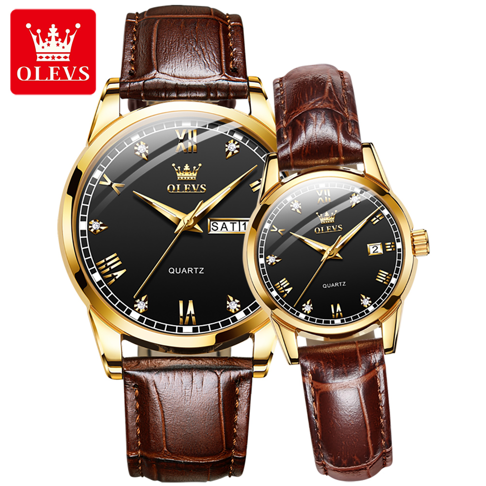 OLEVS 6896 Luxurious Males’s Watch Set – Unique Waterproof Couple’s Timepieces